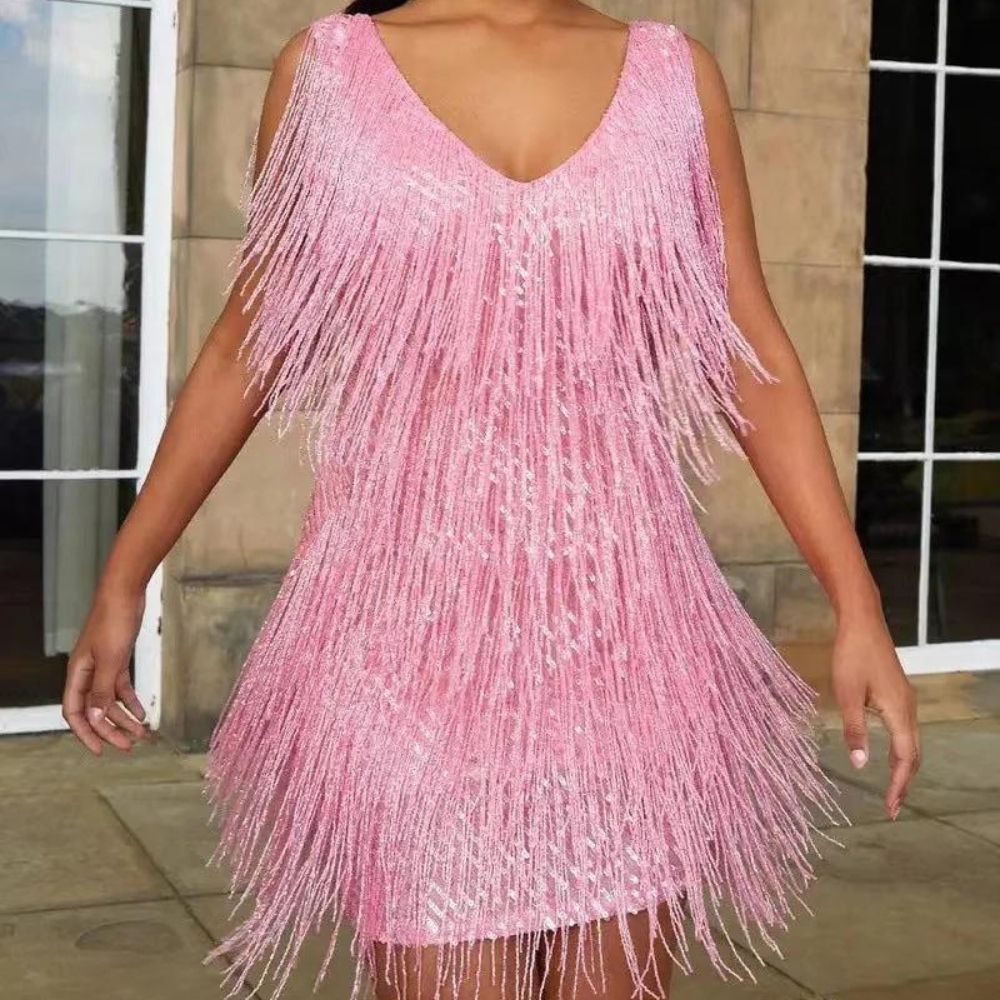 Talia | Sparkling Fringe Evening Dress