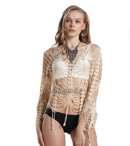 Lila | Hand-Crocheted Hollow Bikini Cover-Up for Sun Protection