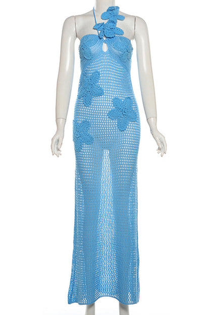 Sienna | Sultry Floral Cutout Backless Halter Maxi Dress (3 Colors)