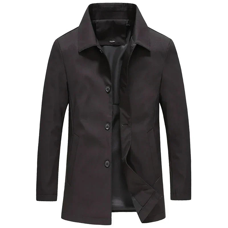 Jackson Men's Long Coat | Windproof Fleece Solid Color