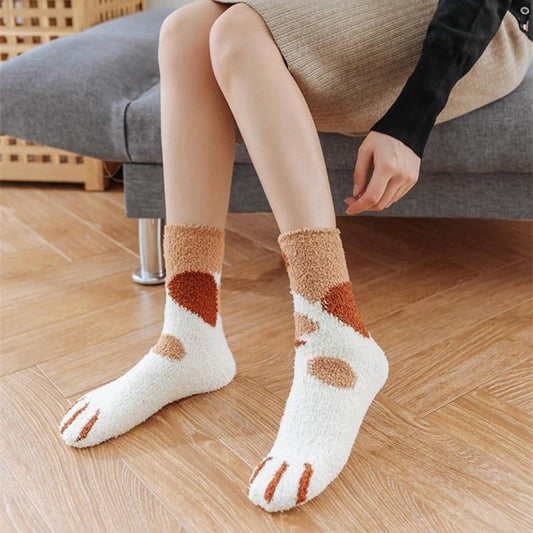 Sienna | Plush Cotton Paw Socks (One-Size)